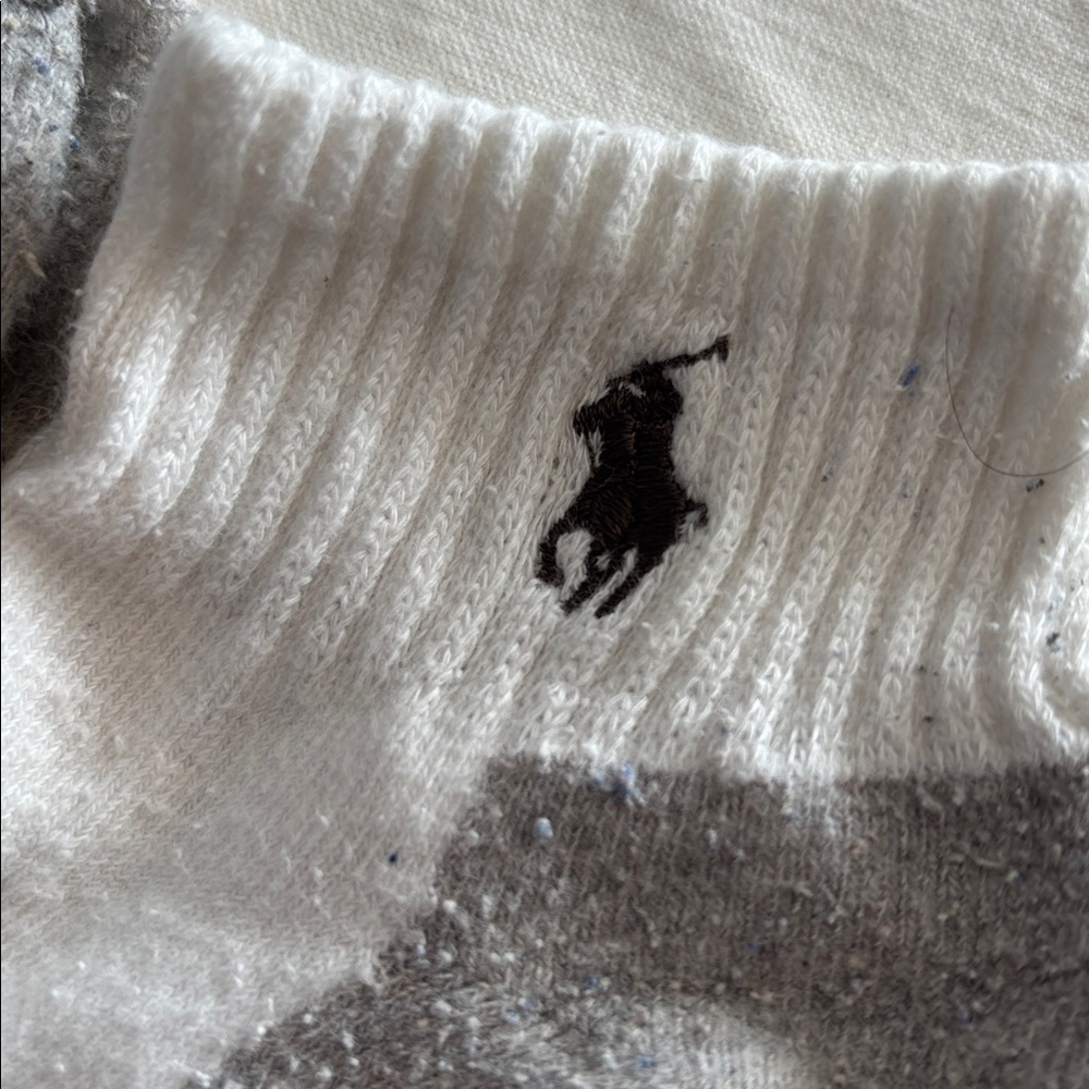 Polo Ralph Lauren Men's White and Grey Ankle Socks Size 6 - 12.5 - 3 Pairs - Picture 3 of 3